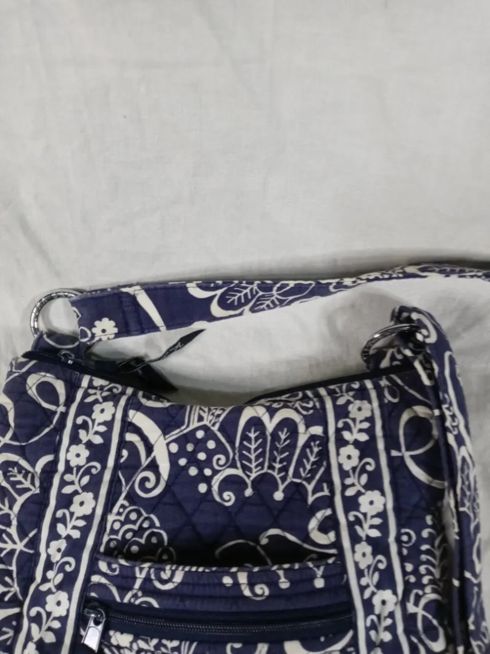 Vera Bradley Quilted Twirly Birds Navy Pattern Paisley Hipster Crossbody Purse